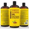 imageSeven Minerals Pure Cold Pressed Sweet Almond Oil  Big 32 fl oz Bottle  Unrefined ampamp100 Natural  For Skin ampamp Hair with No Added Ingredients  Perfect Carrier Oil for Essential Oils32 Fl Oz Pack of 1