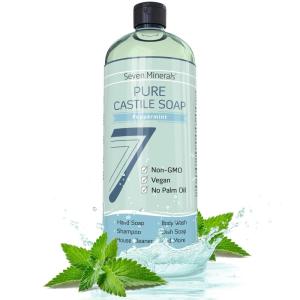 imagePure Castile Soap  No Palm Oil GMOFree  Gentle Liquid Soap For Sensitive Skin ampamp Baby Wash  All Natural Vegan Formula with Organic Carrier Oils 8 Fl Oz An UnscentedPeppermint