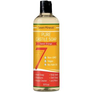 imagePure Castile Soap  No Palm Oil GMOFree  Gentle Liquid Soap For Sensitive Skin ampamp Baby Wash  All Natural Vegan Formula with Organic Carrier Oils 8 Fl Oz An UnscentedBest Sweet Orange