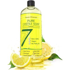 imagePure Castile Soap  No Palm Oil GMOFree  Gentle Liquid Soap For Sensitive Skin ampamp Baby Wash  All Natural Vegan Formula with Organic Carrier Oils 8 Fl Oz An UnscentedLemon