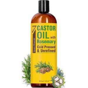 imagePure Cold Pressed Castor Oil  Big 32 fl oz Bottle  Unrefined ampamp Hexane Free  100 Pure Castor Oil for Hair Growth Thicker Eyelashes ampamp Eyebrows Dry Skin Healing Hair Care Joint and Muscle PainRosemary