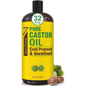 imagePure Cold Pressed Castor Oil  Big 32 fl oz Bottle  Unrefined ampamp Hexane Free  100 Pure Castor Oil for Hair Growth Thicker Eyelashes ampamp Eyebrows Dry Skin Healing Hair Care Joint and Muscle PainCastor
