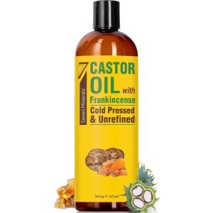 imagePure Cold Pressed Castor Oil  Big 32 fl oz Bottle  Unrefined ampamp Hexane Free  100 Pure Castor Oil for Hair Growth Thicker Eyelashes ampamp Eyebrows Dry Skin Healing Hair Care Joint and Muscle PainFrankincense