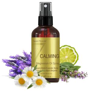 imageSeven Minerals Calming Magnesium Spray  100 Percent Natural Essential Oils Blend  Made in USA Lavender Roman Chamomile Clary Sage and Bergamot  eBook Included New