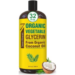 imageSeven Minerals Organic Vegetable Glycerin  Big 32 fl oz Bottle  No Palm Oil Made with Organic Coconut Oil  Therapeutical Grade Glycerine for DIYs  Hair Nails ampamp Skin Moisturizer  NonGmo