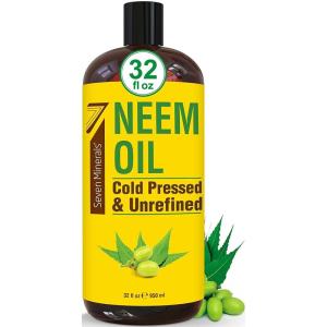 imageSeven Minerals Pure Cold Pressed Neem Oil  Big 32 fl oz Bottle  NonGMO Hexane Free 100 Pure Neem Oil for Plants Spray Skincare ampamp Haircare Treats Dry Skin Wrinkles ampamp Promotes Hair Growth