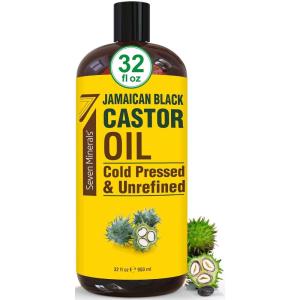 imageSeven Minerals Pure Jamaican Black Castor Oil  Big 32 fl oz Bottle  Unrefined ampamp Hexane Free  for Hair Growth Thicker Eyelashes ampamp Eyebrows Dry Skin Healing Hair Care