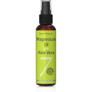 imageSeven Minerals Pure Magnesium Oil Spray with Aloe Vera 12oz  Pharmaceutical USP Grade Highest Strength with Instant Relief for Feet Sleep Muscle Pain ampamp Cramps  Mined in The USAUSP Grade  Aloe