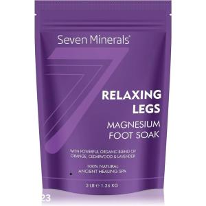 imageSeven Minerals Relaxing Legs Magnesium Chloride Flakes 3lb  Absorbs Better Than Epsom Salt  Unique Foot Soak Formula for Tired Legs and Leg Cramps  with Orange Cedarwood ampamp Lavender