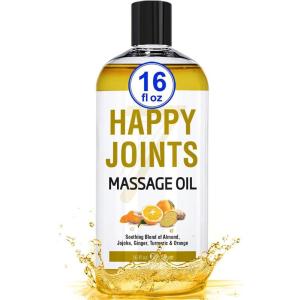 imageVegan Happy Joints Massage Oil for Massage Therapy  Big 16oz Bottle  Ideal for Professional or atHome Body Massage Soothing Natural Blend of Almond Jojoba Ginger Turmeric Orange ampamp Vitamin EHappy Joints